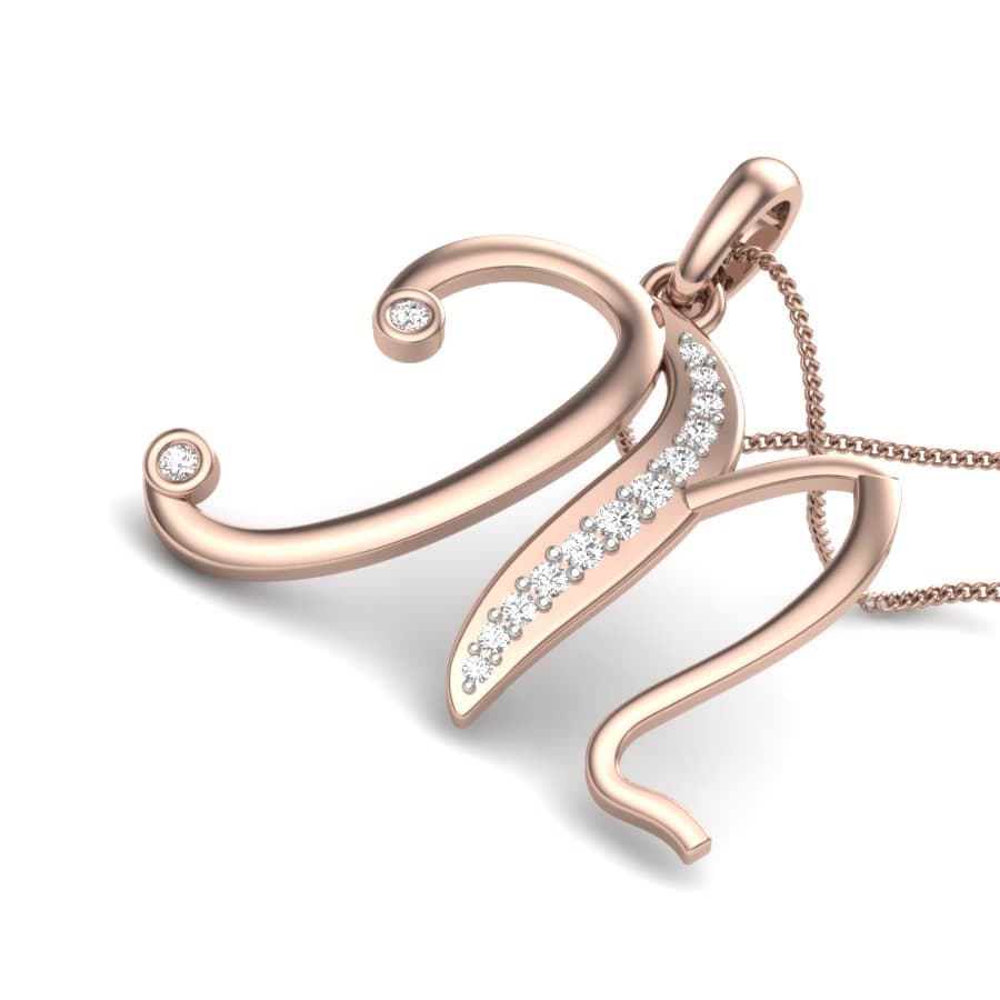M Alphabet Diamond Pendant