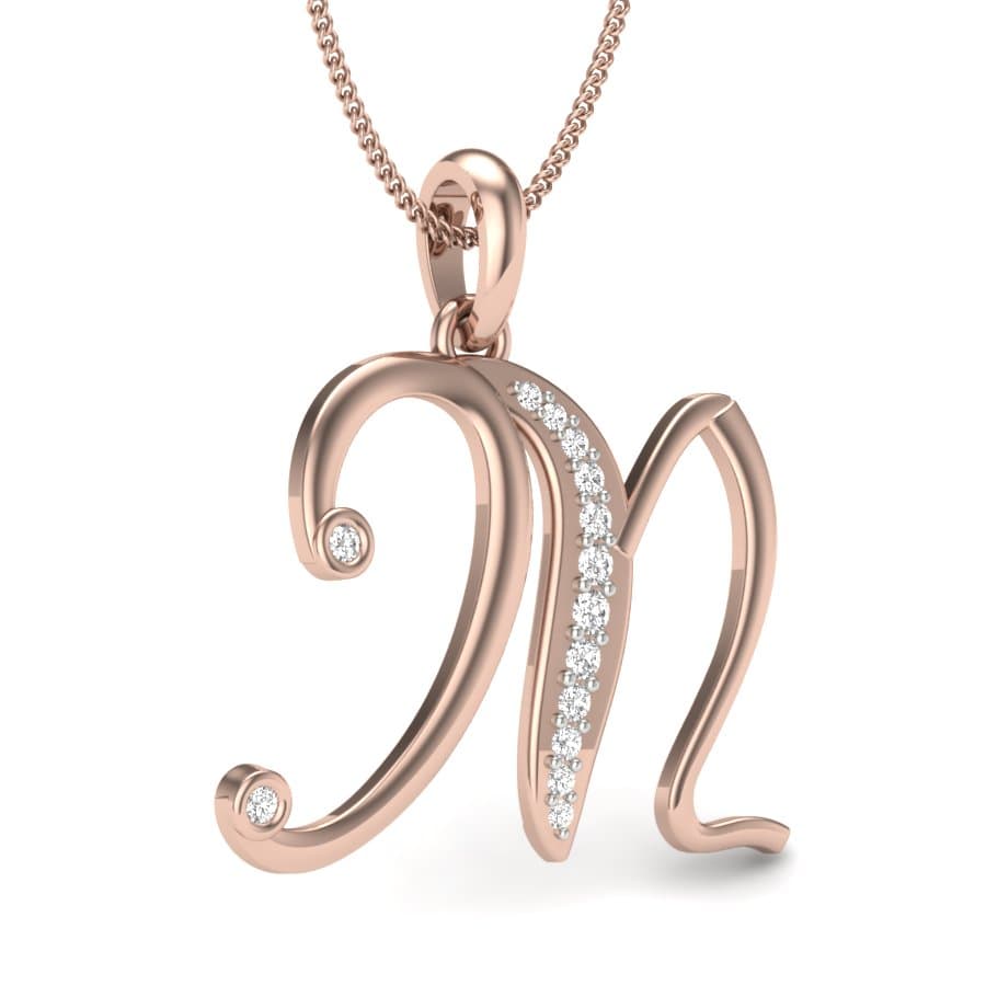 M Alphabet Diamond Pendant
