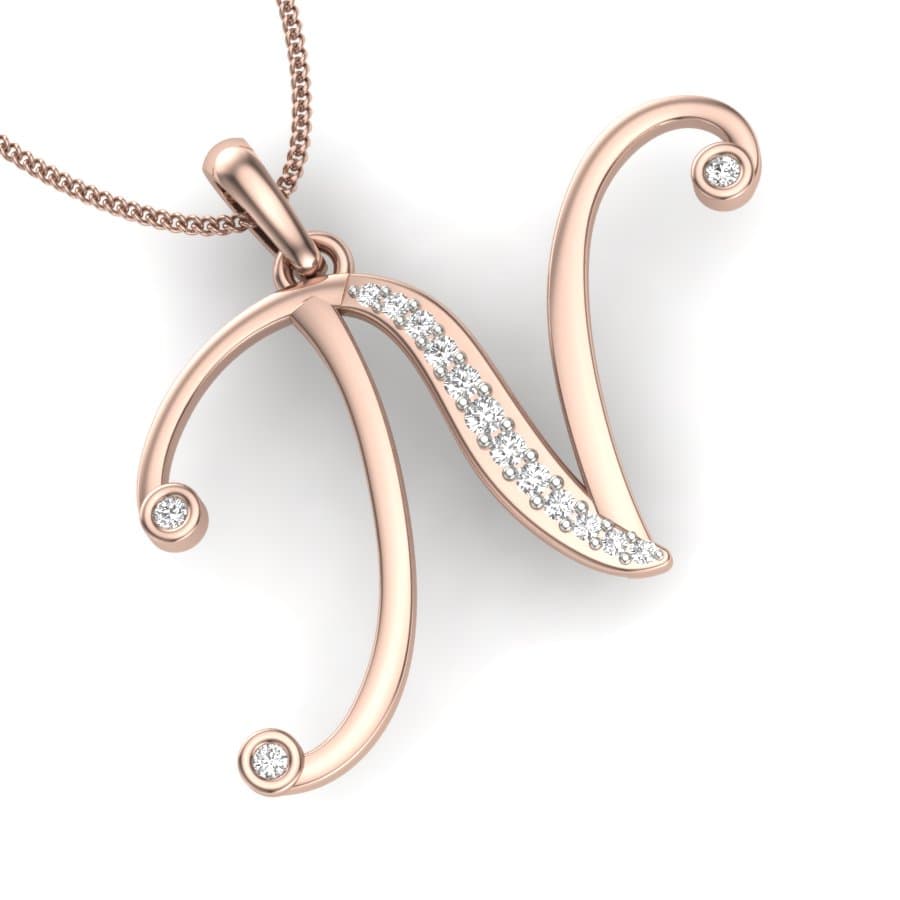 Alphabet N Letter Diamond Pendant