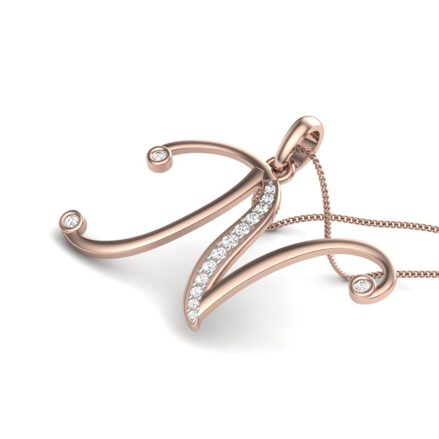 Alphabet N Letter Diamond Pendant