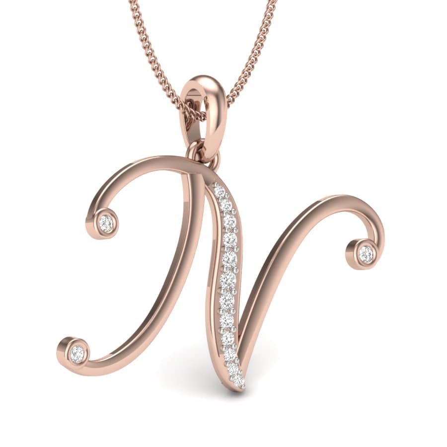 Alphabet N Letter Diamond Pendant