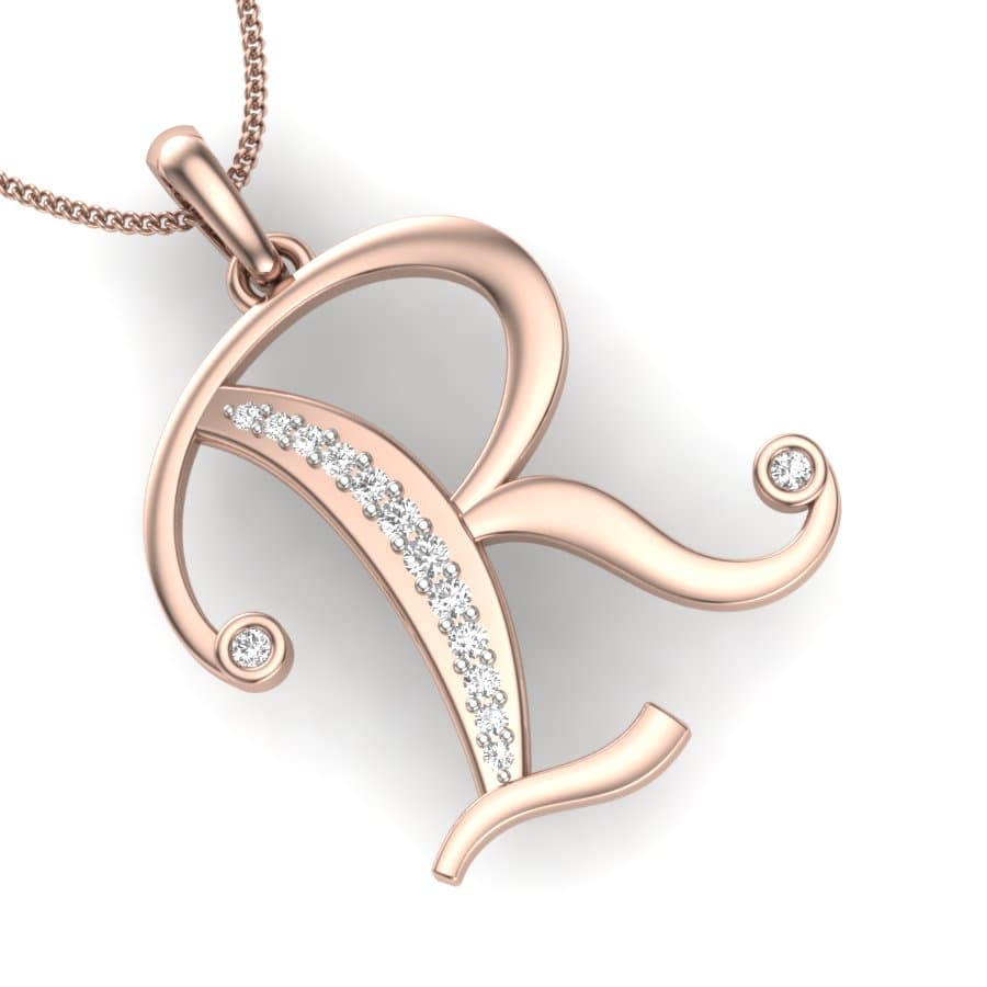R Alphabet Diamond Pendant
