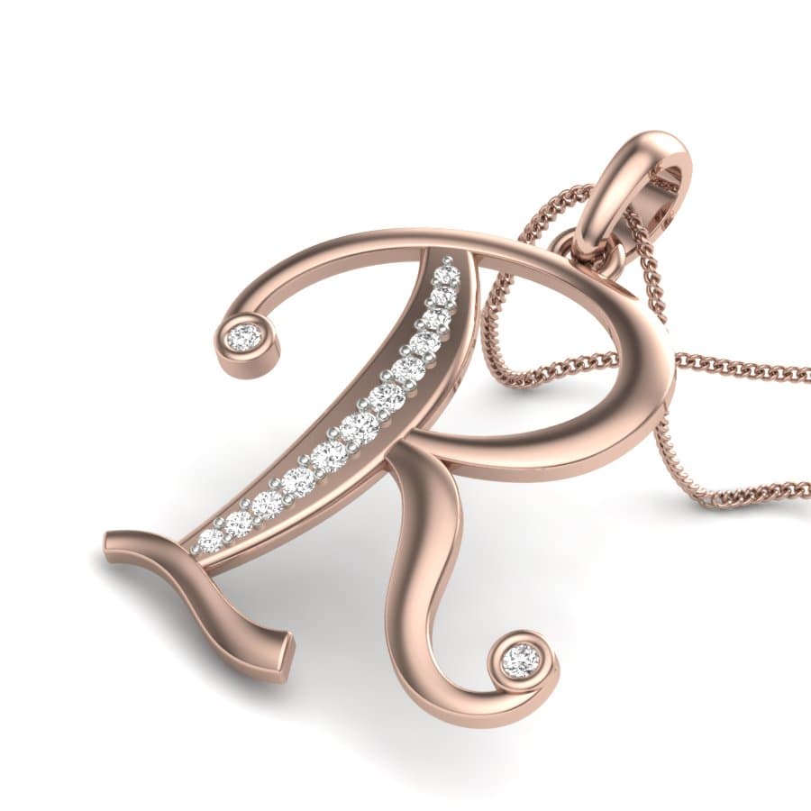 R Alphabet Diamond Pendant