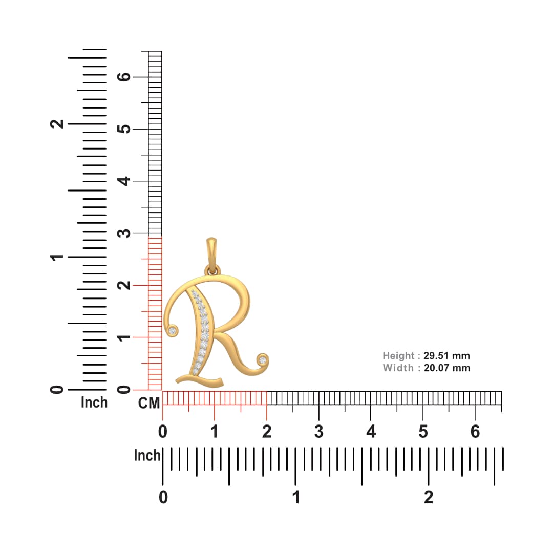 R Alphabet Diamond Pendant