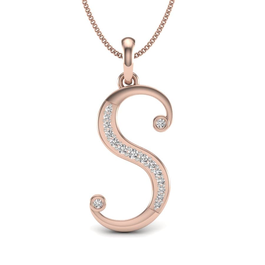 S Alphabet Diamond Pendant