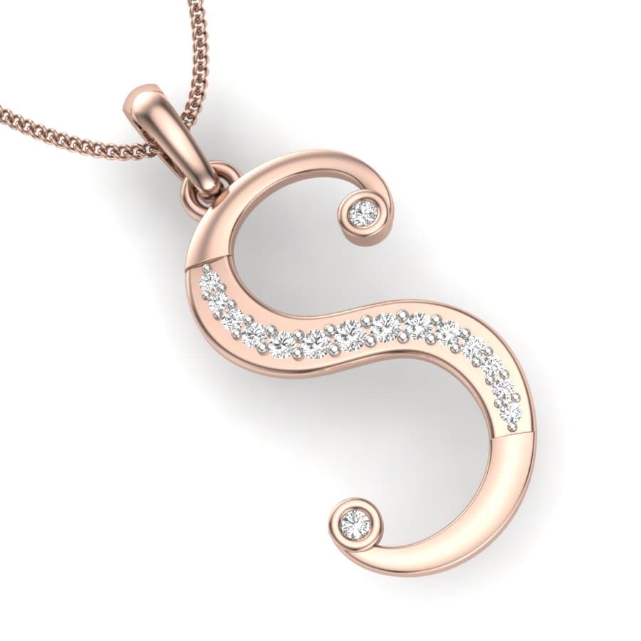S Alphabet Diamond Pendant