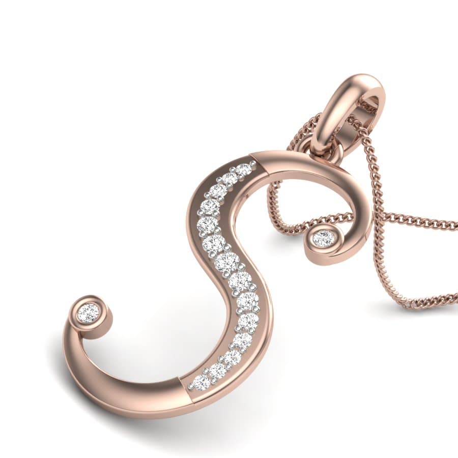 S Alphabet Diamond Pendant