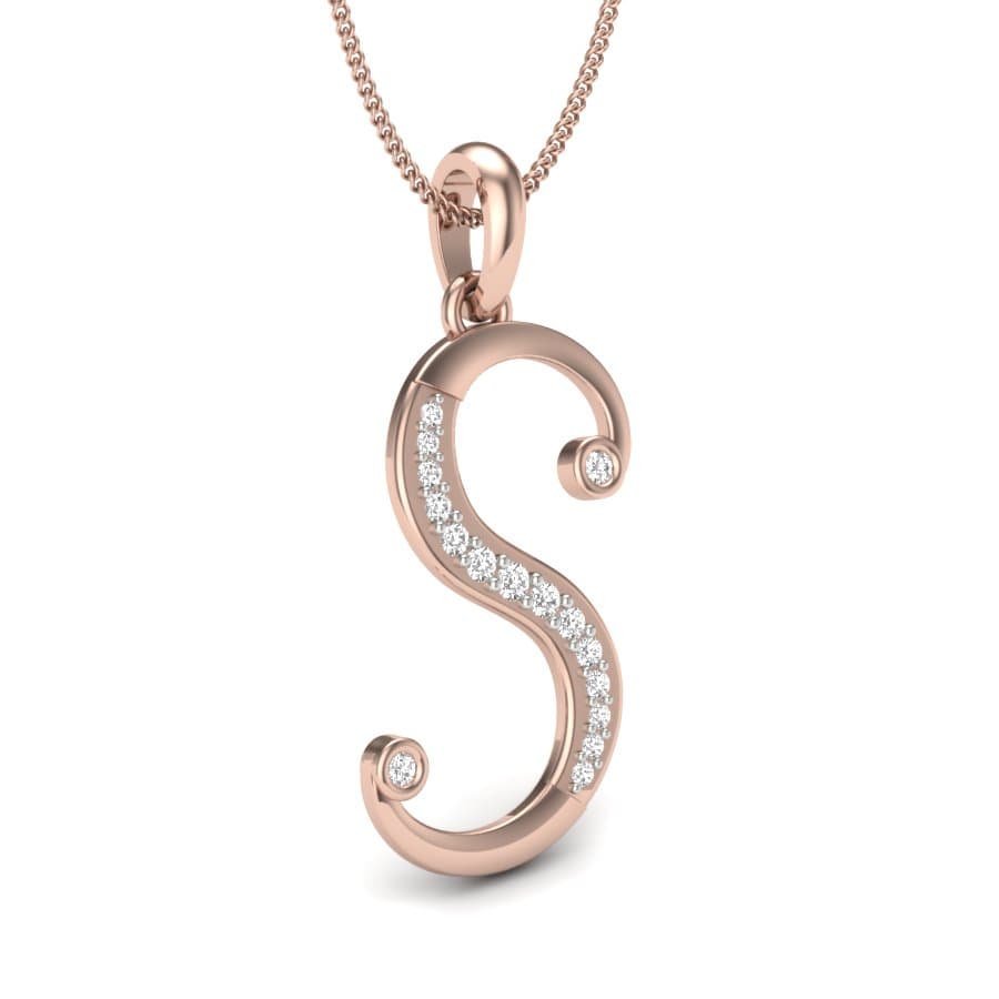 S Alphabet Diamond Pendant
