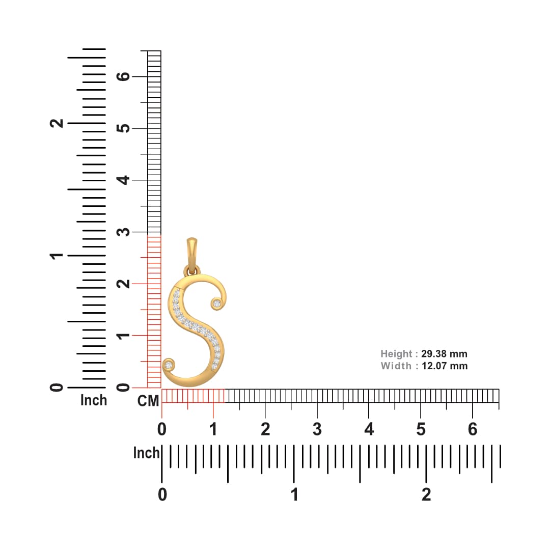 S Alphabet Diamond Pendant