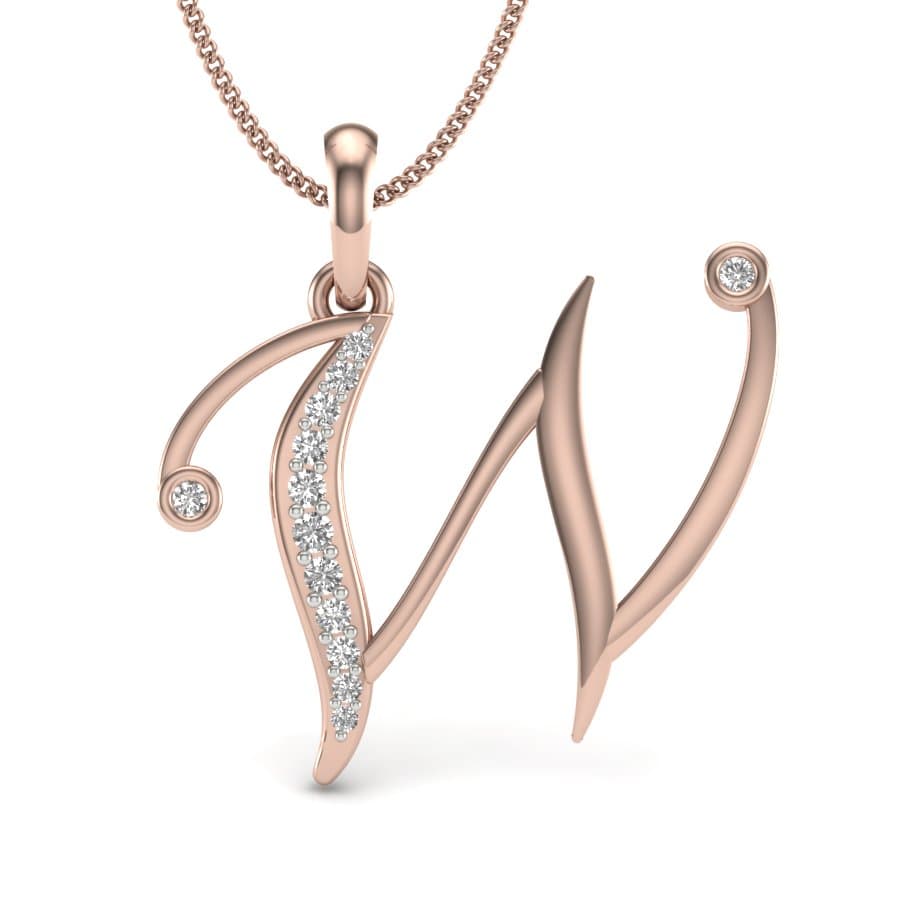 Alphabet W Diamond Pendant