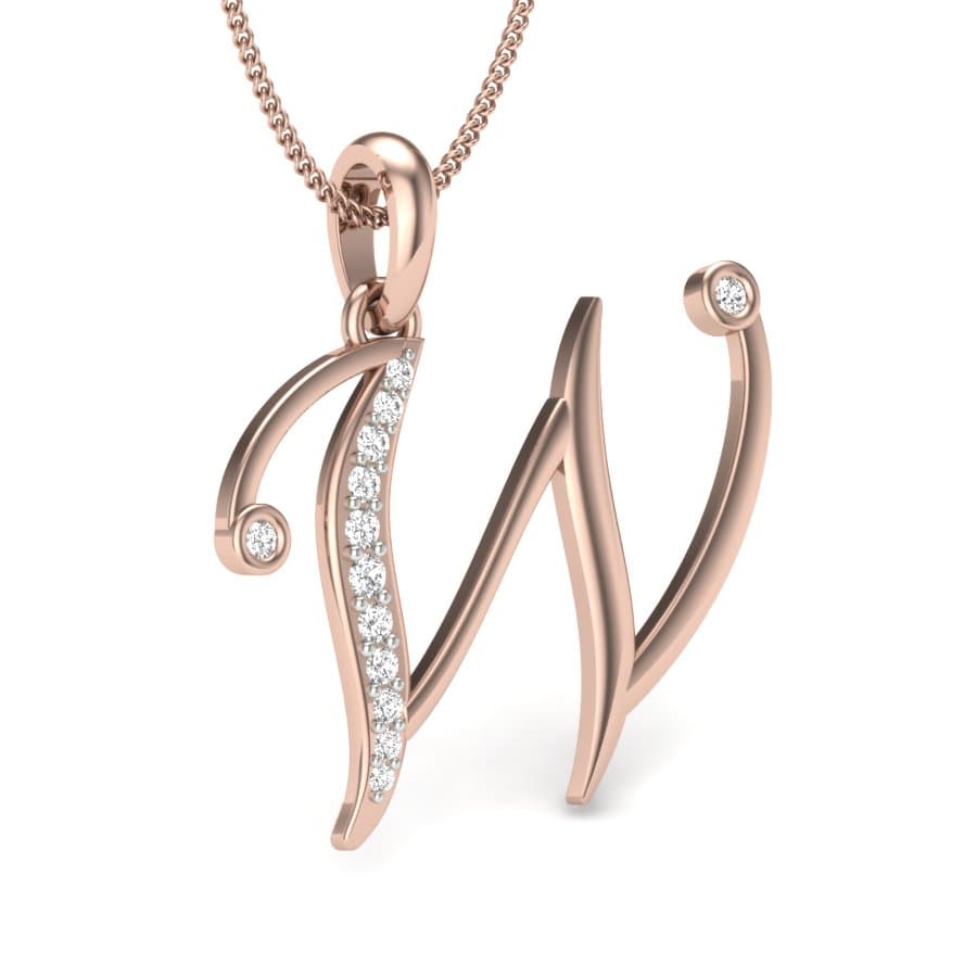 Alphabet W Diamond Pendant