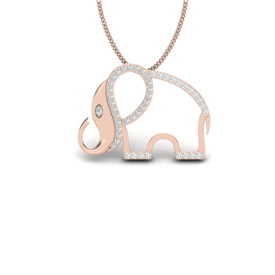 Elegant Elephant Kids Diamond Pendant