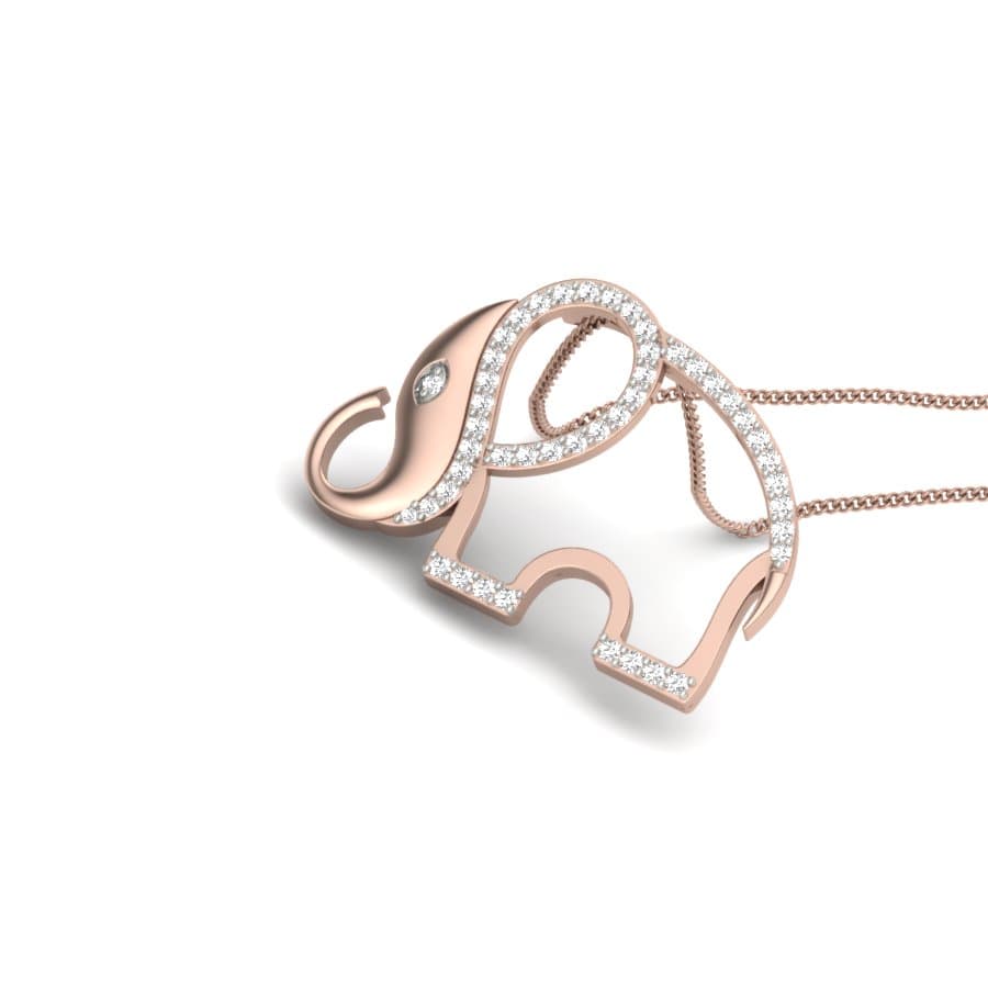 Elegant Elephant Kids Diamond Pendant