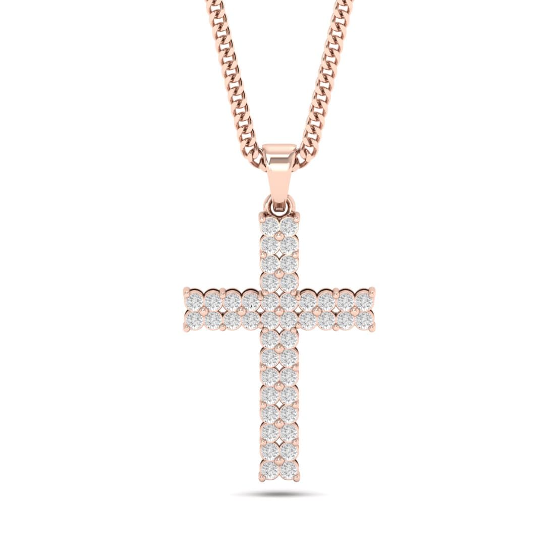 The Double Line Cross Diamond Pendant