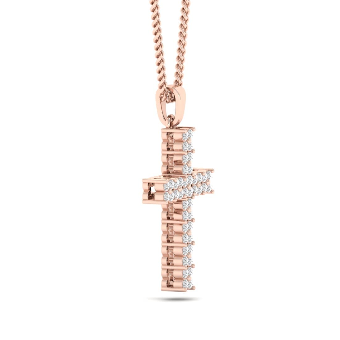The Double Line Cross Diamond Pendant