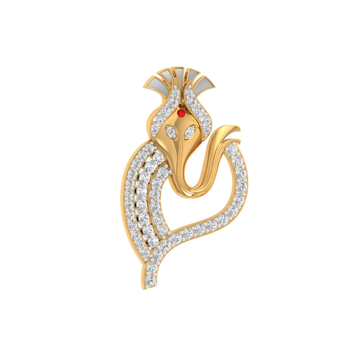 Leafy Ganesha Diamond Pendant