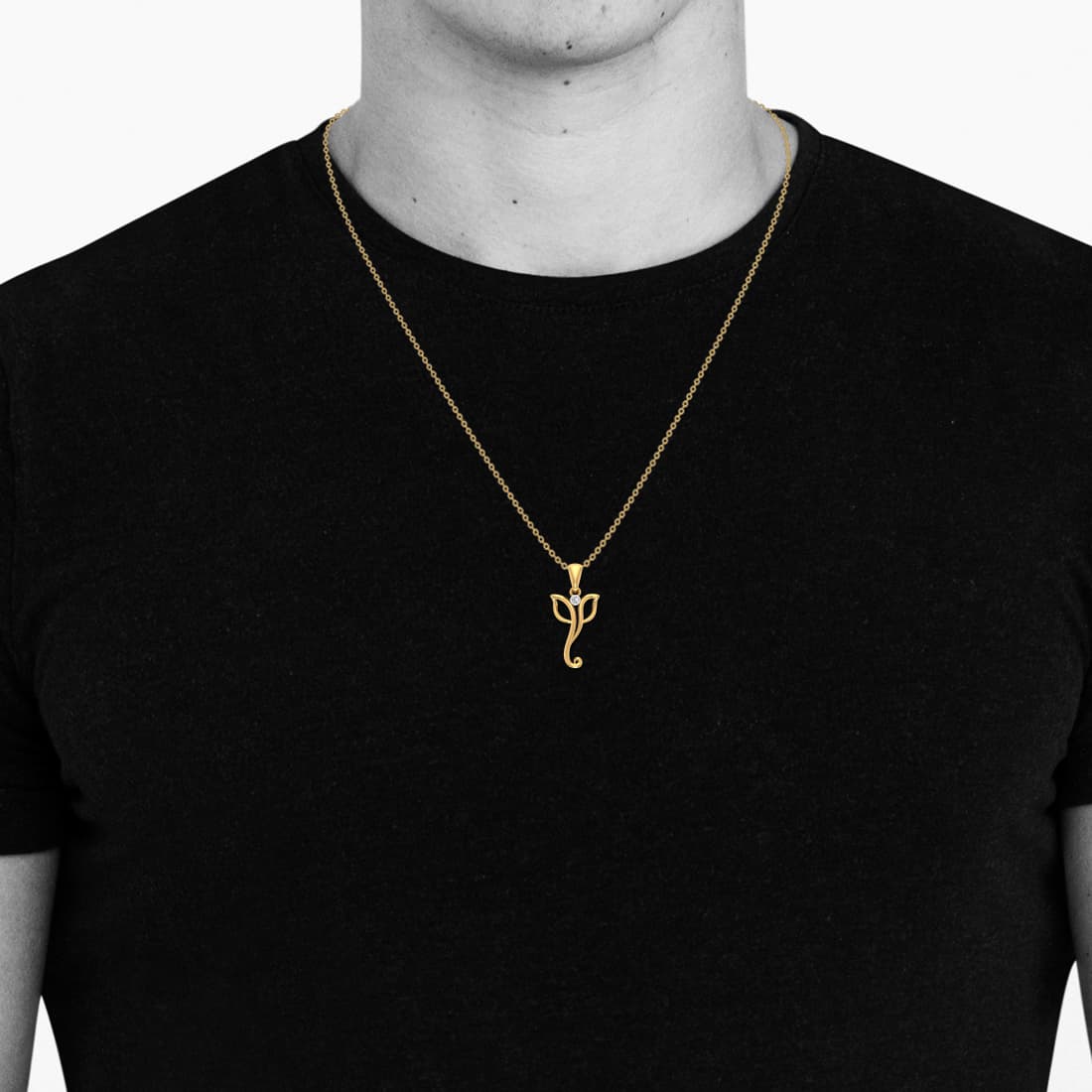 Single Stone Ganesha Diamond Pendant