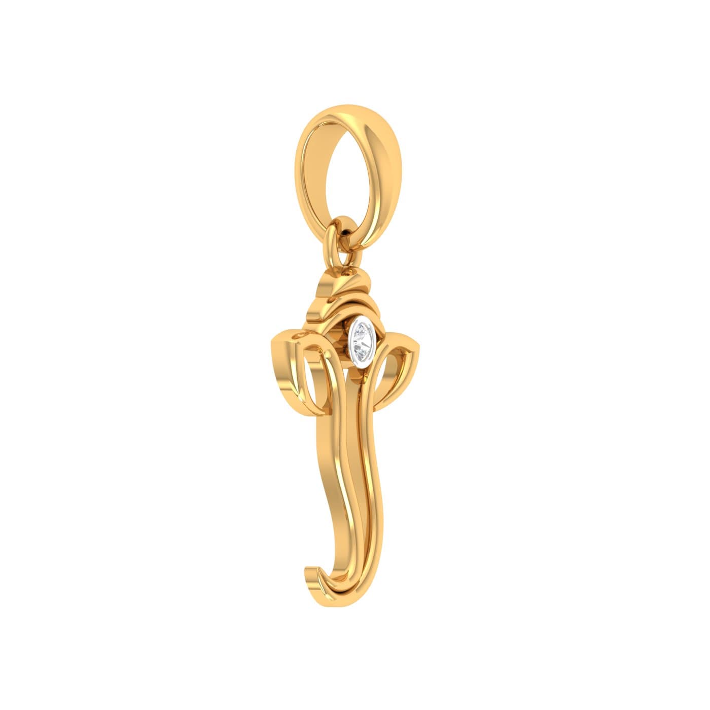 Small Diamond Gold Ganesha Pendant