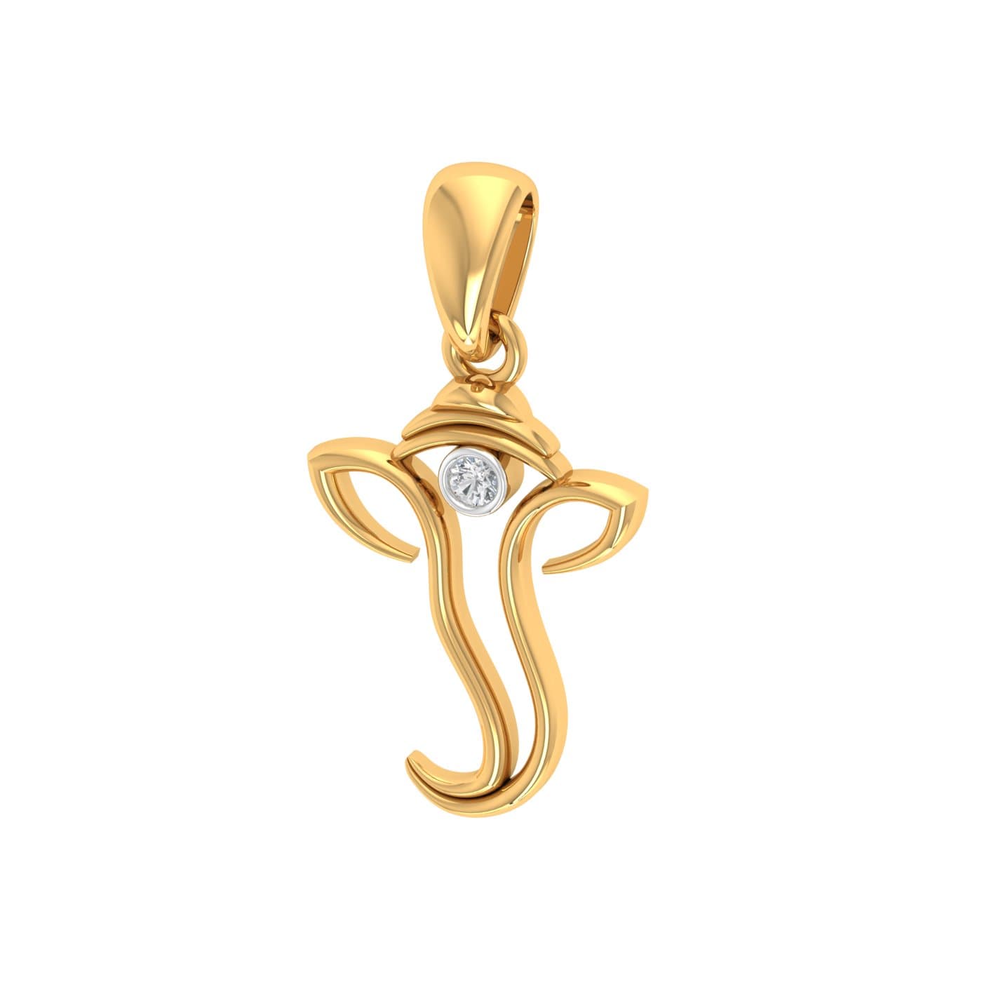 Small Diamond Gold Ganesha Pendant