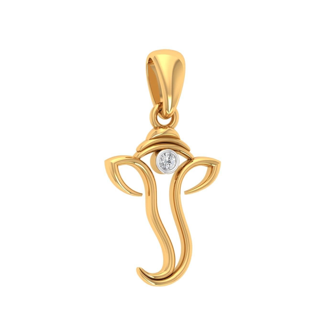 Small Diamond Gold Ganesha Pendant