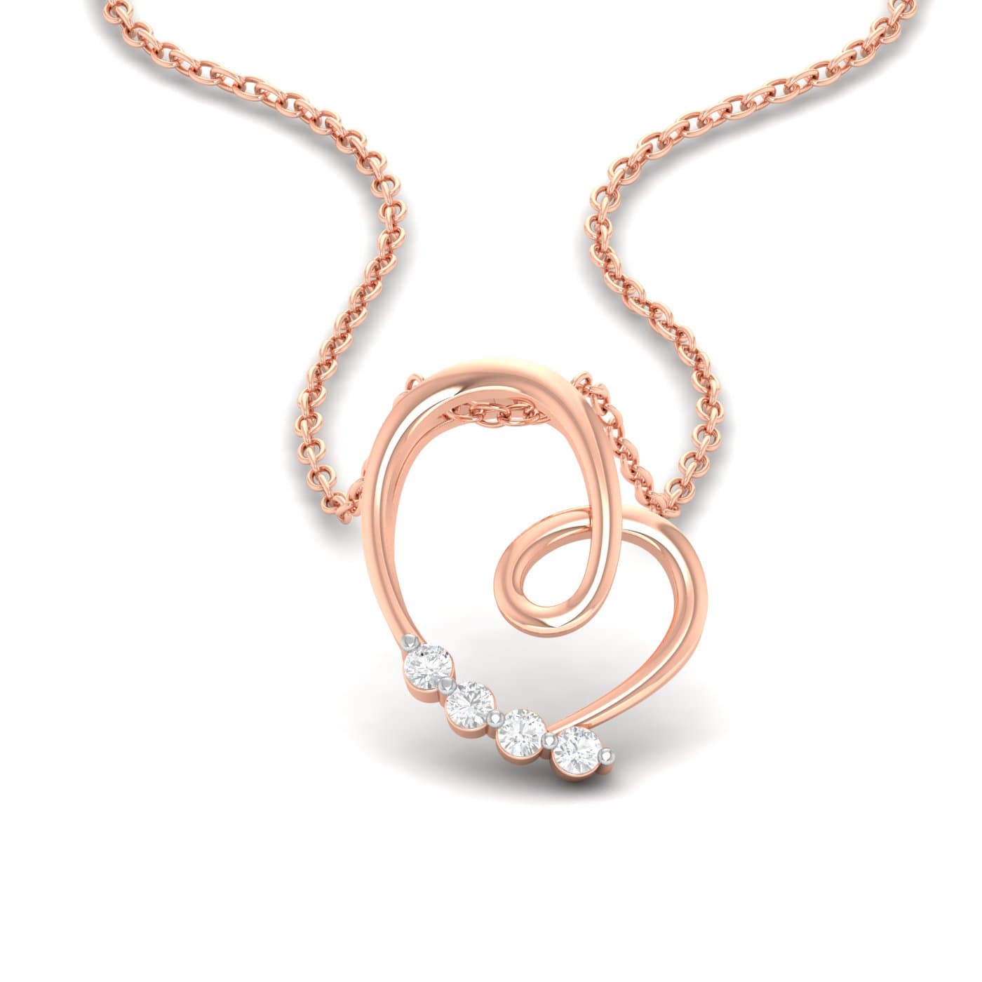 Four Stone Heart Diamond Pendant