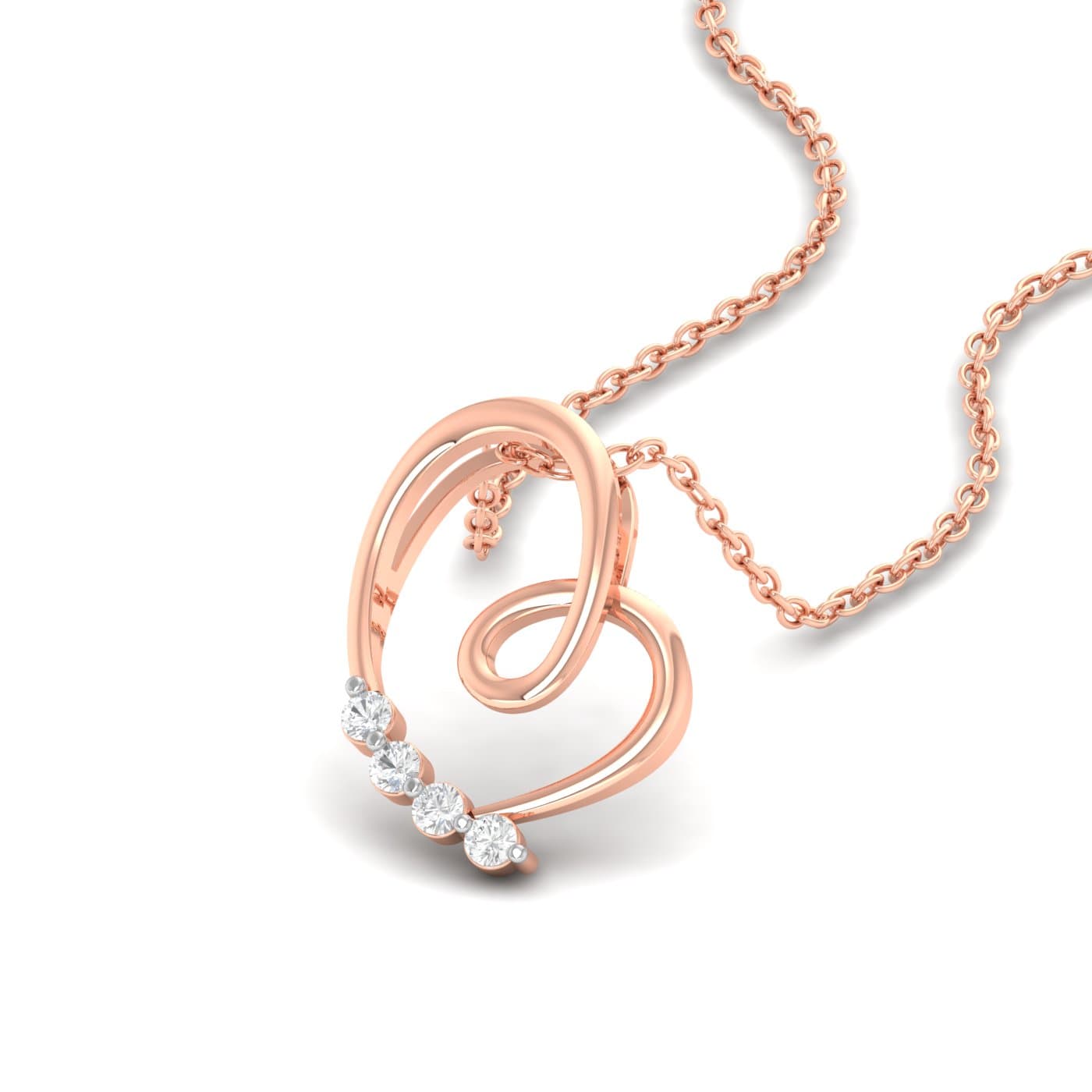 Four Stone Heart Diamond Pendant