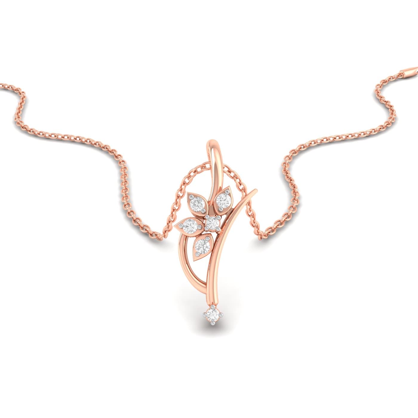 Semi Flower Diamond Pendant