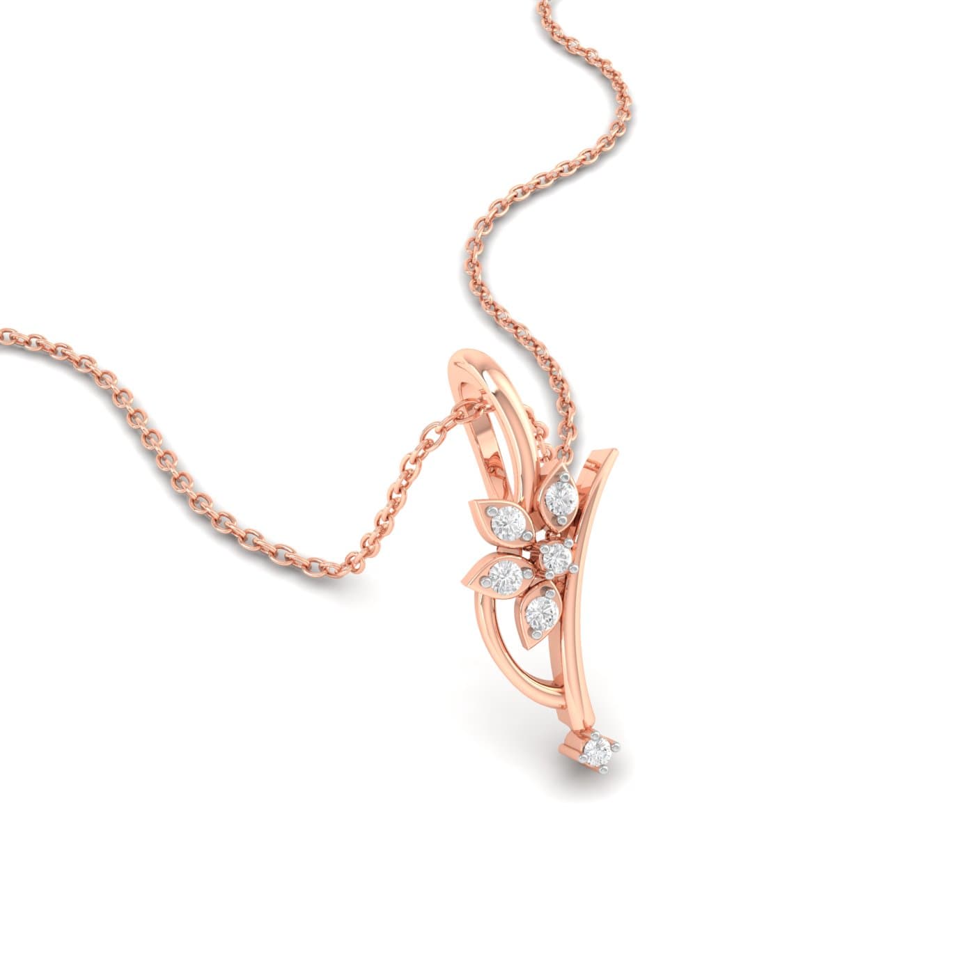 Semi Flower Diamond Pendant