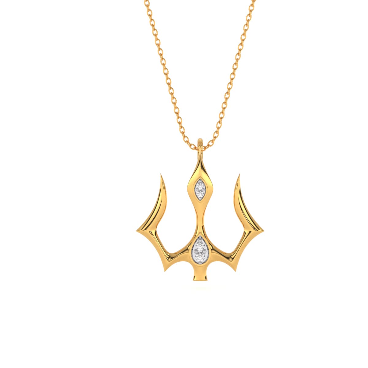 Shiv Trishul Diamond Gold Pendant