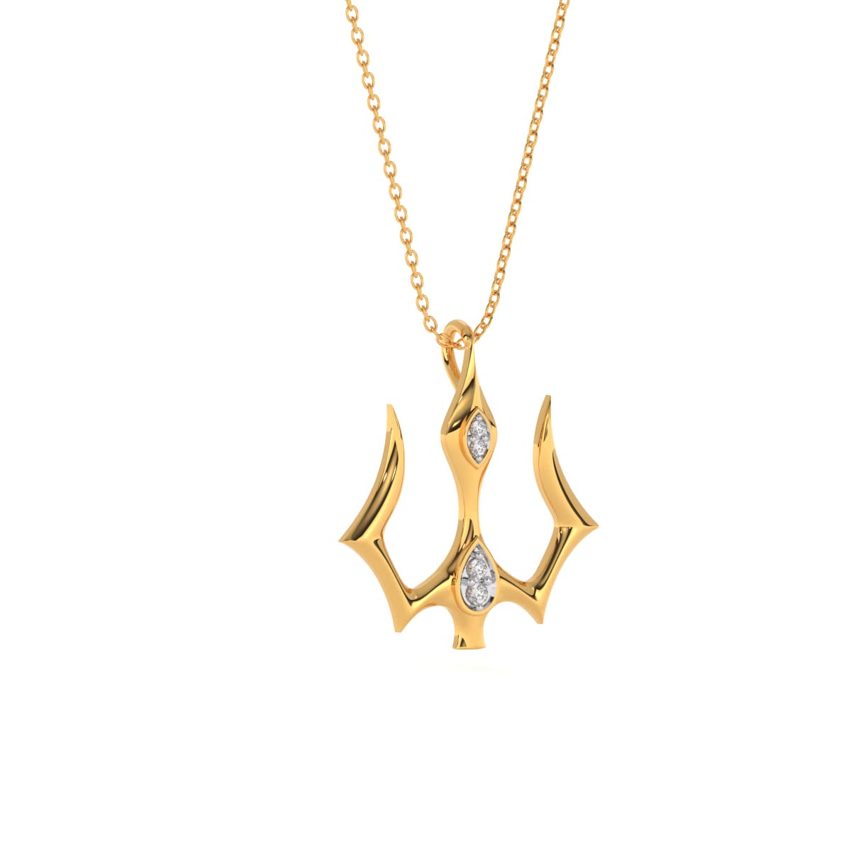 Shiv Trishul Diamond Gold Pendant