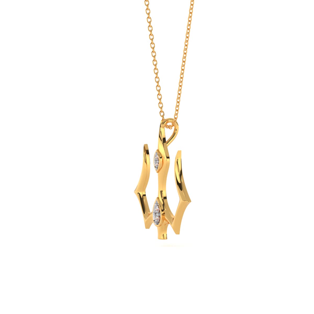 Shiv Trishul Diamond Gold Pendant