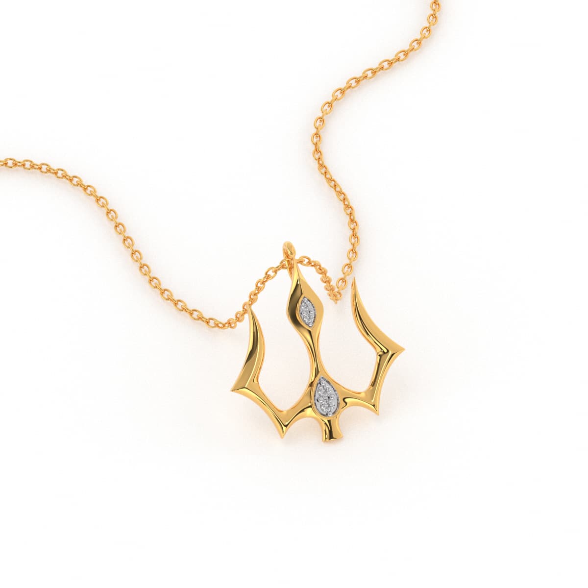 Shiv Trishul Diamond Gold Pendant