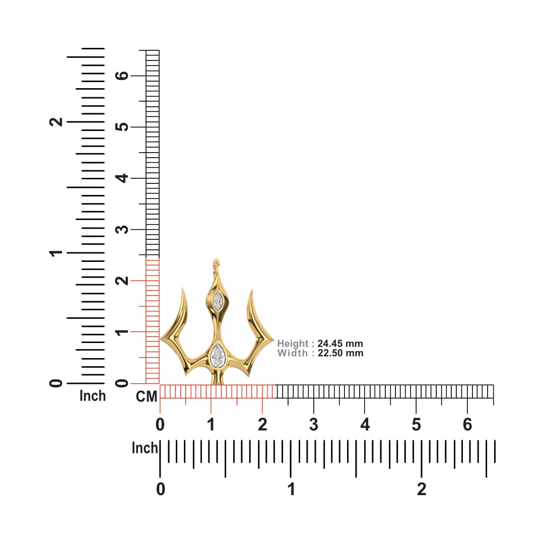 Shiv Trishul Diamond Gold Pendant