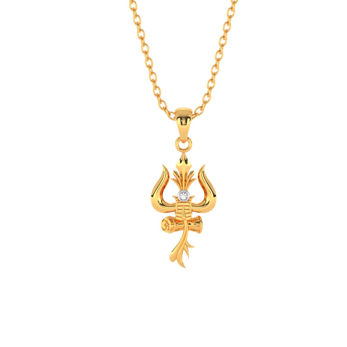 Trishul Shiv Damru Gold Pendant