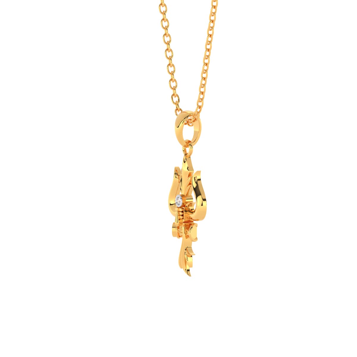 Trishul Shiv Damru Gold Pendant