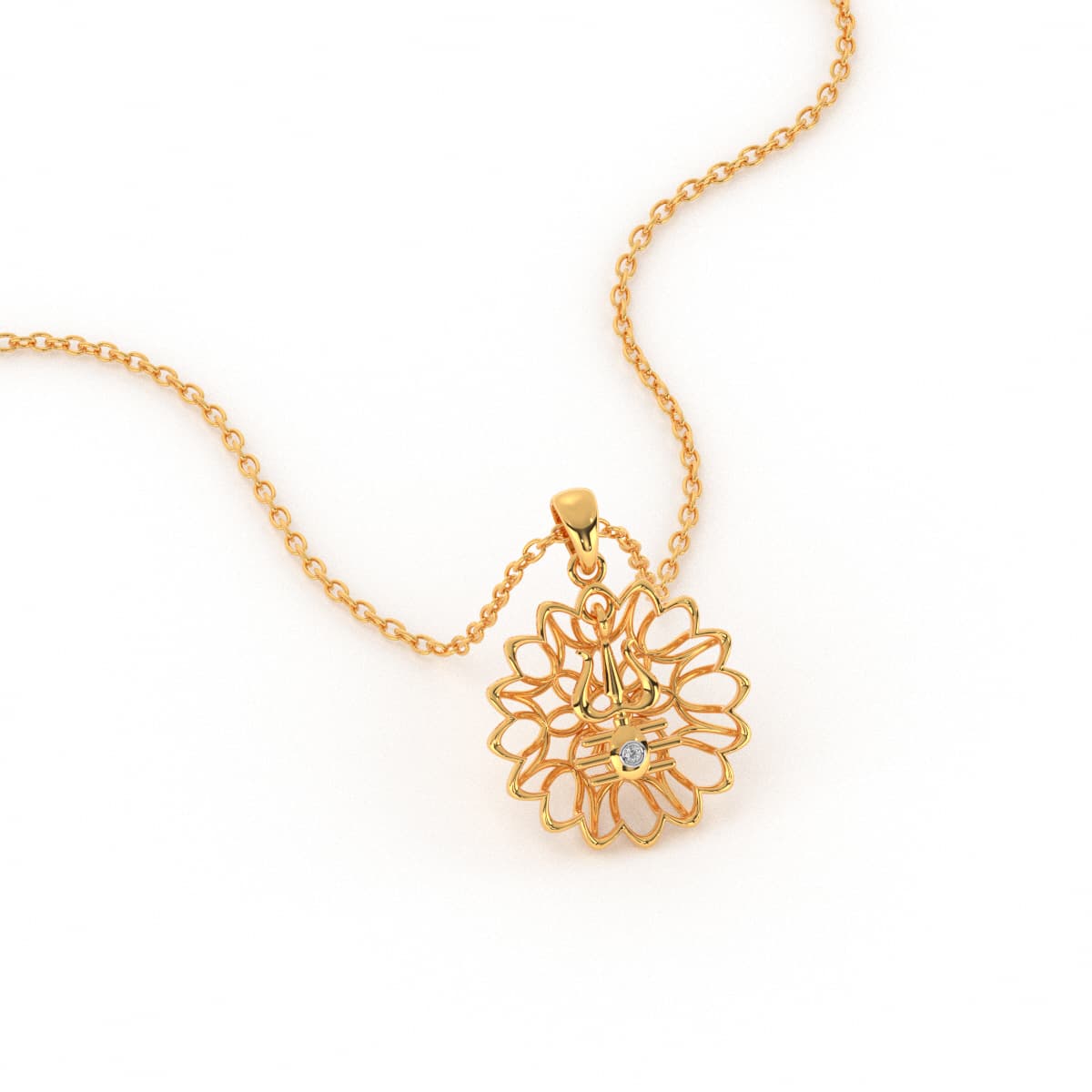 Omkar Diamond Gold Pendant