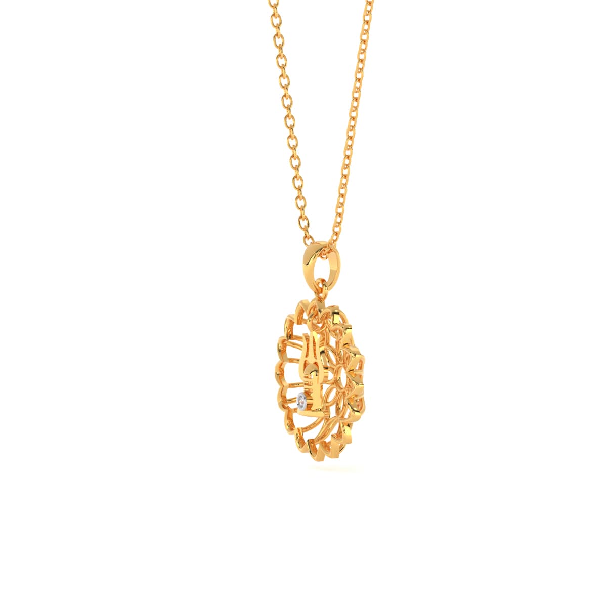 Trishul Shivling Diamond Gold Pendant