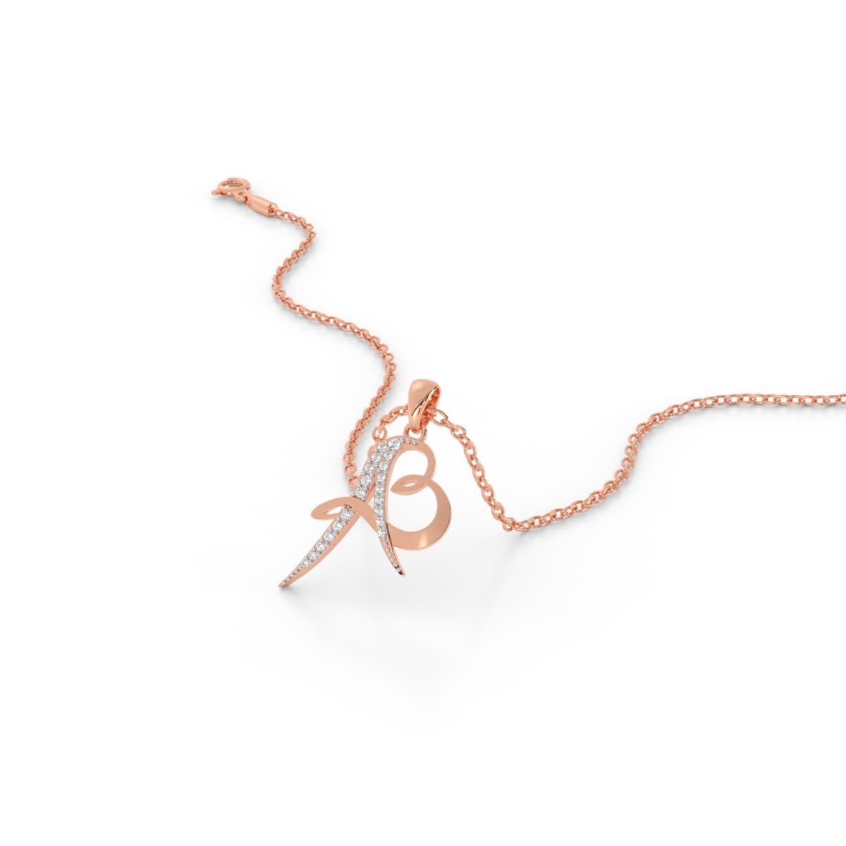 AB Couple Initial Diamond Pendant