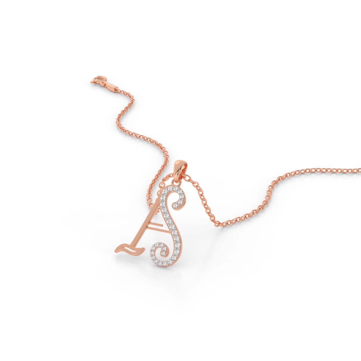 Entwined AS Initials Gold Pendant