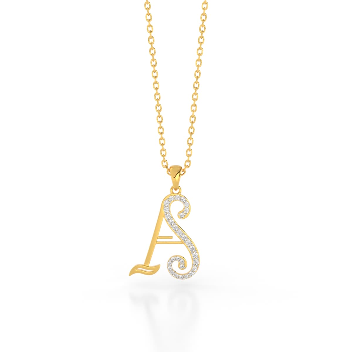 Entwined AS Initials Gold Pendant