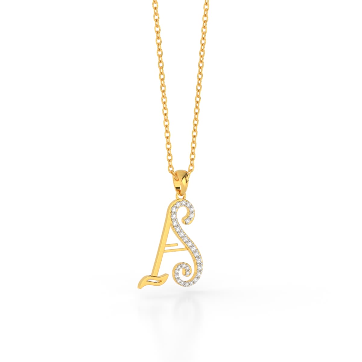 Entwined AS Initials Gold Pendant