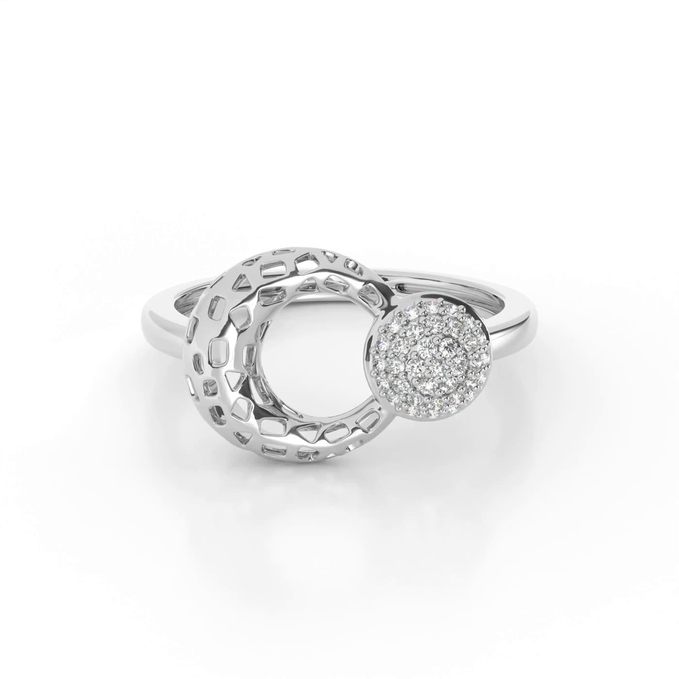 Geo Style Cluster Circle Diamond Ring