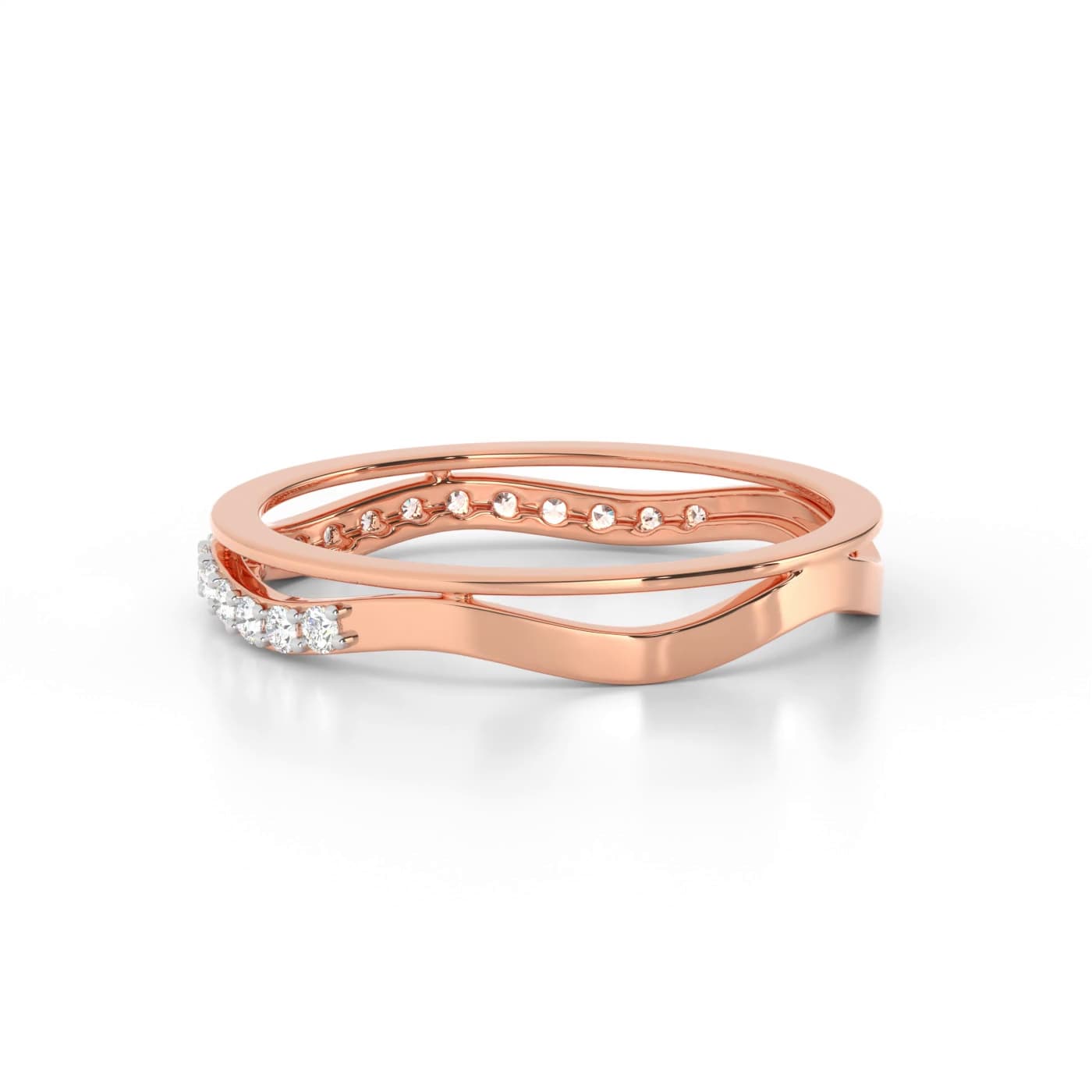 Round Waves Diamond Ring