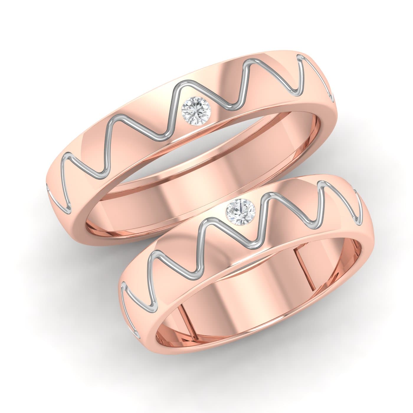 Zigzag Couple Wedding Band