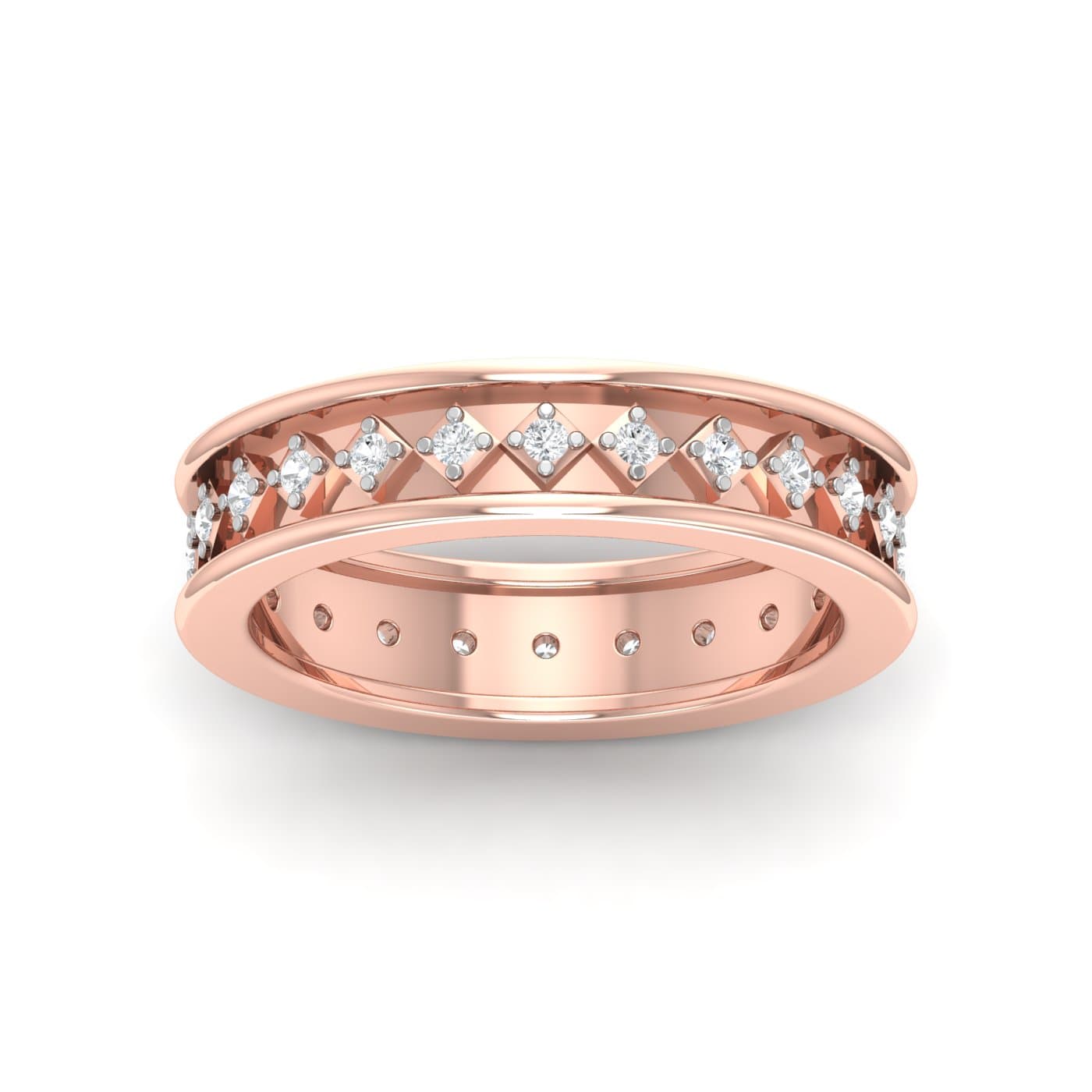 Square Diamond Band For Couple