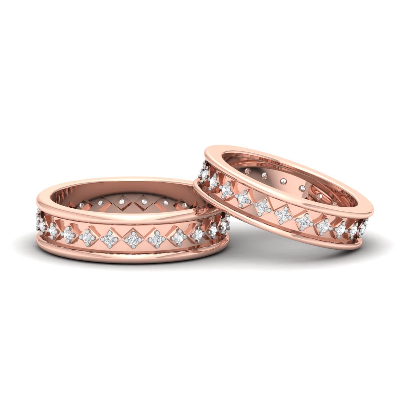 Square Diamond Band For Couple