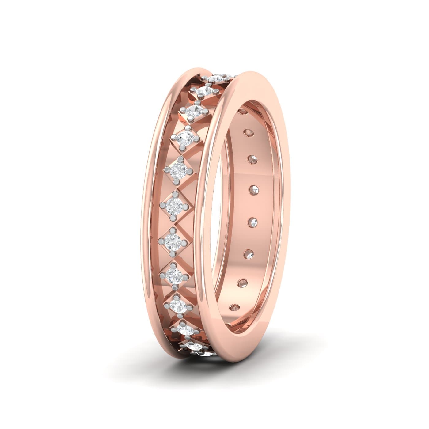 Square Diamond Band For Couple