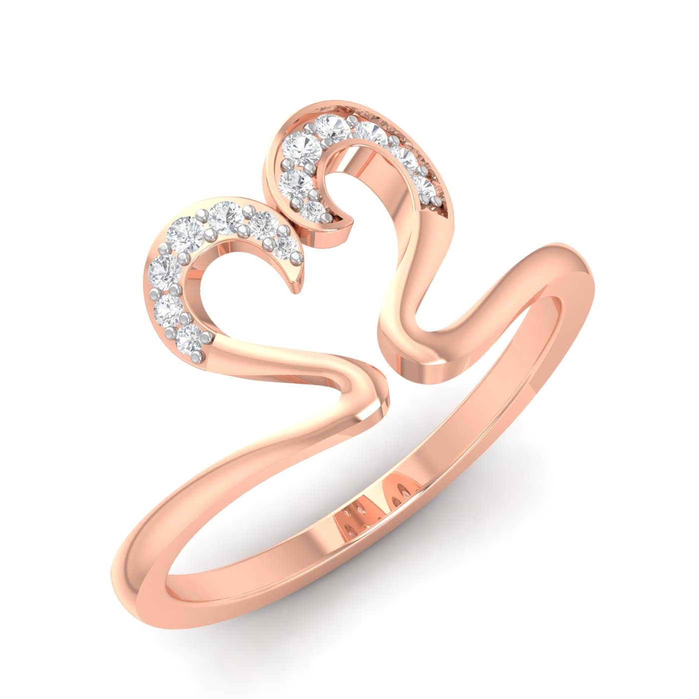 Heart Swan Cuff Diamond Ring
