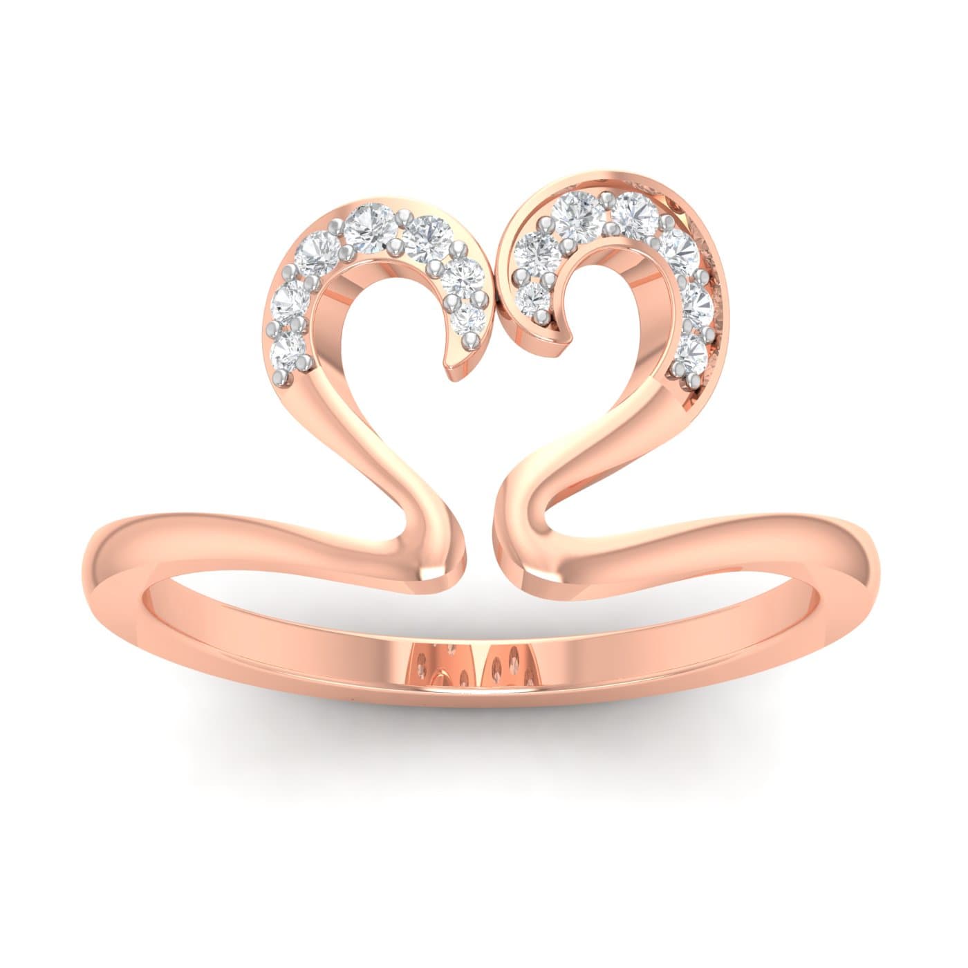 Heart Swan Cuff Diamond Ring