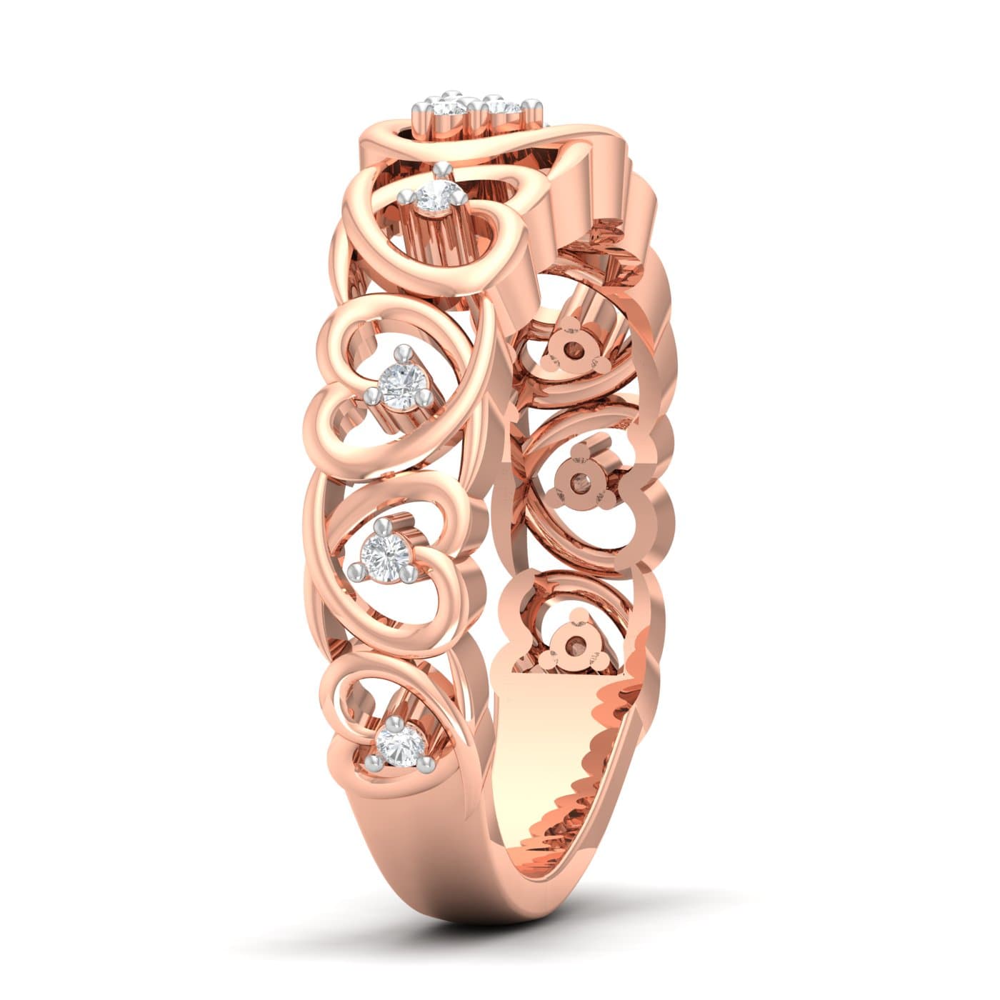 Cluster Heart Couple Ring